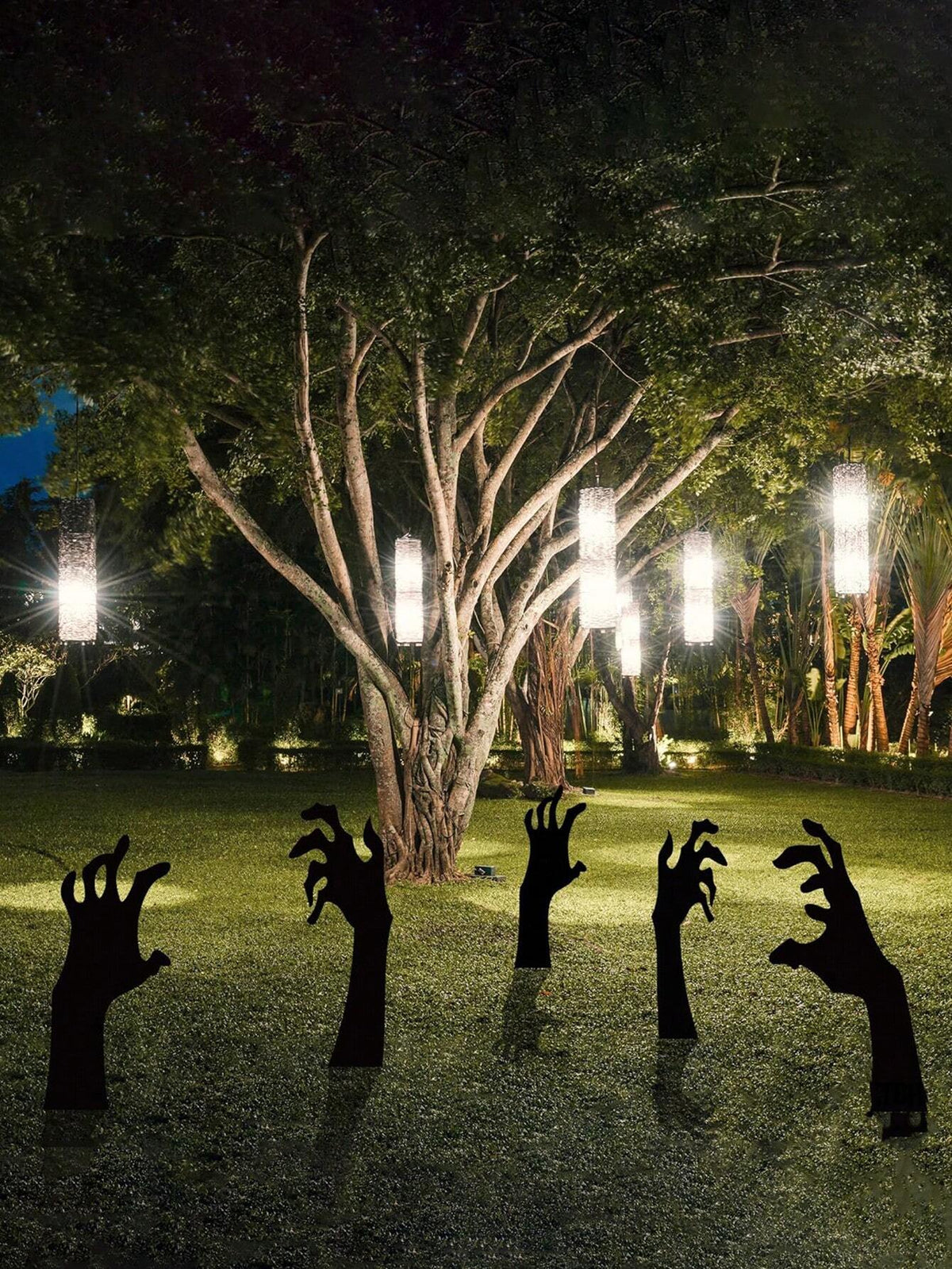5PCS Scary Halloween Yard Decorations, Black Halloween Handmade Lawn Stakes, Suitable for Halloween Silhouette Yard Decorations, Halloween Sidewalk Signs, Outdoor Halloween Yard Decorations